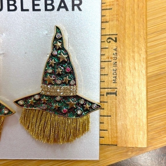 Brand New BaubleBar Witch Hat w/ Hair Crystals Stars Post Earrings Halloween - Picture 5 of 14